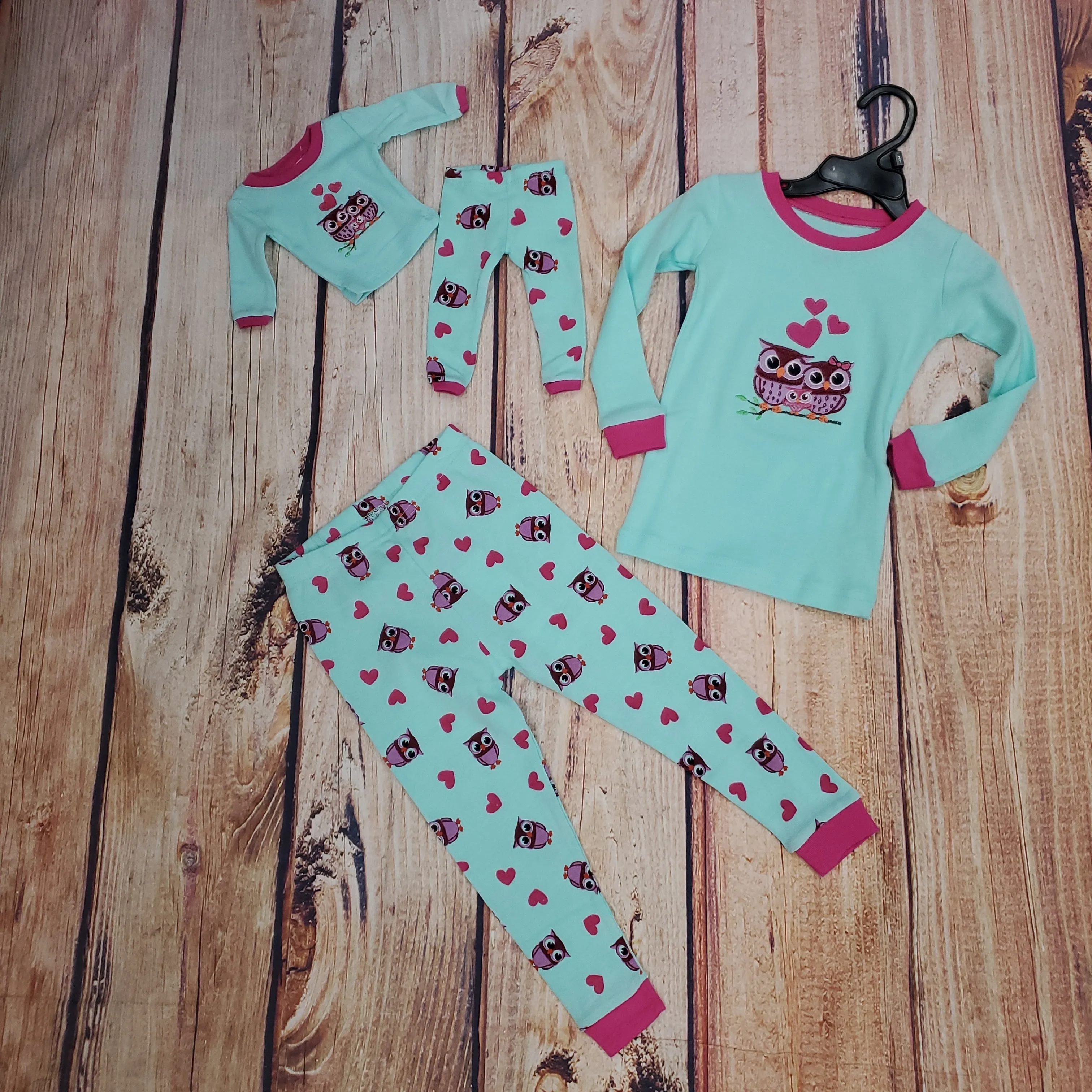 CLEARANCE LEVERET MINT OWL PJ WITH MATCHING DOLL SET