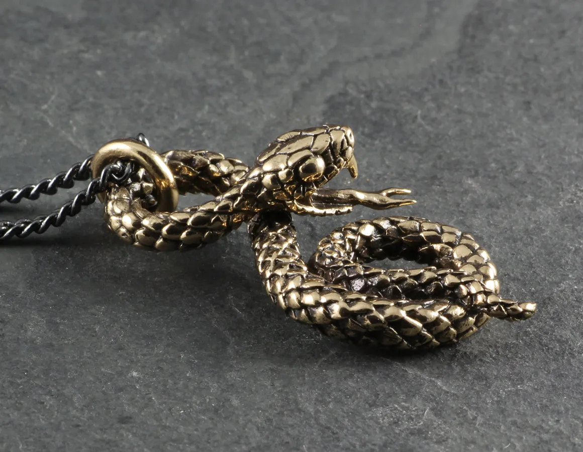 Coiled Snake Necklace - Bronze