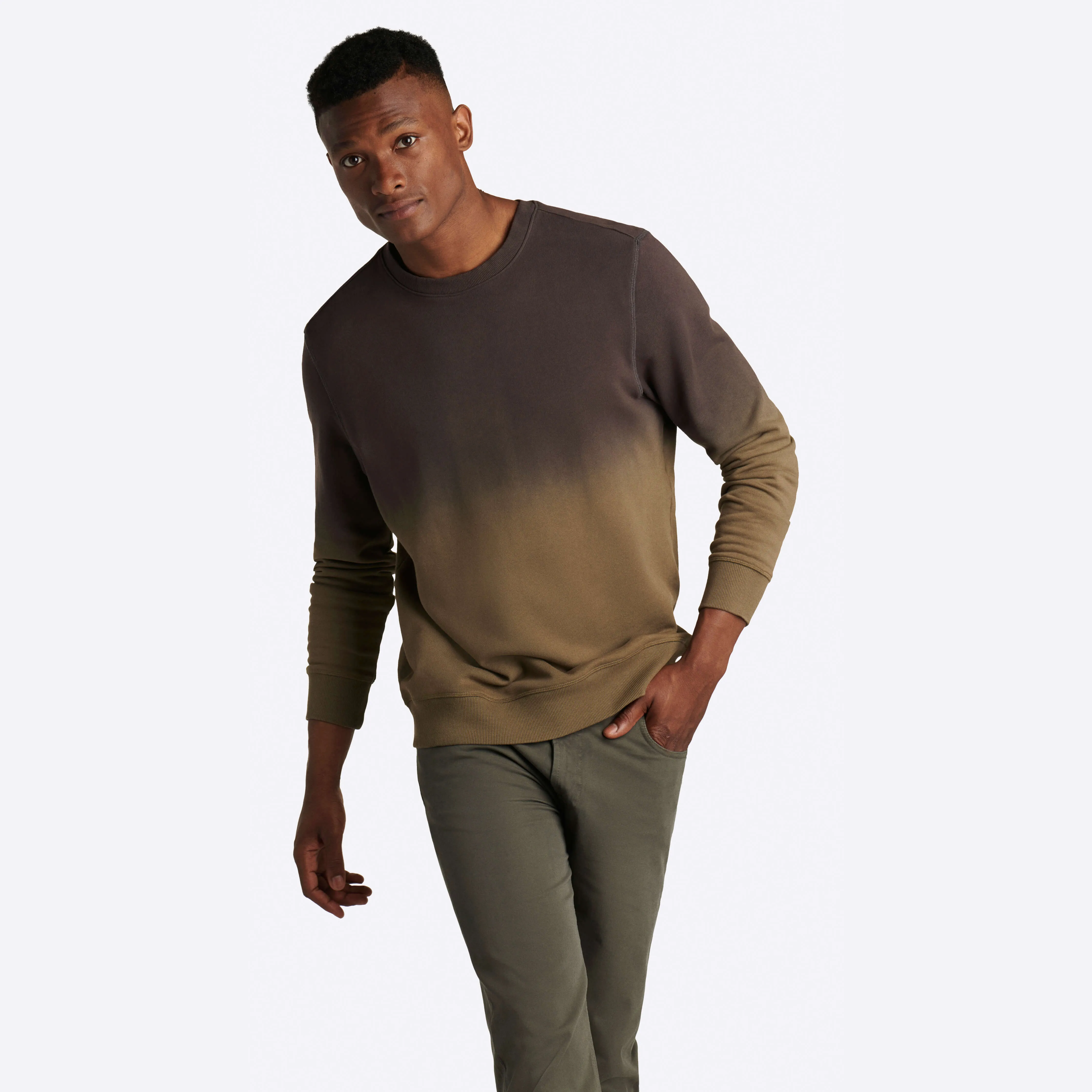 COMFORT Ombre Long Sleeve Crew Neck Pullover