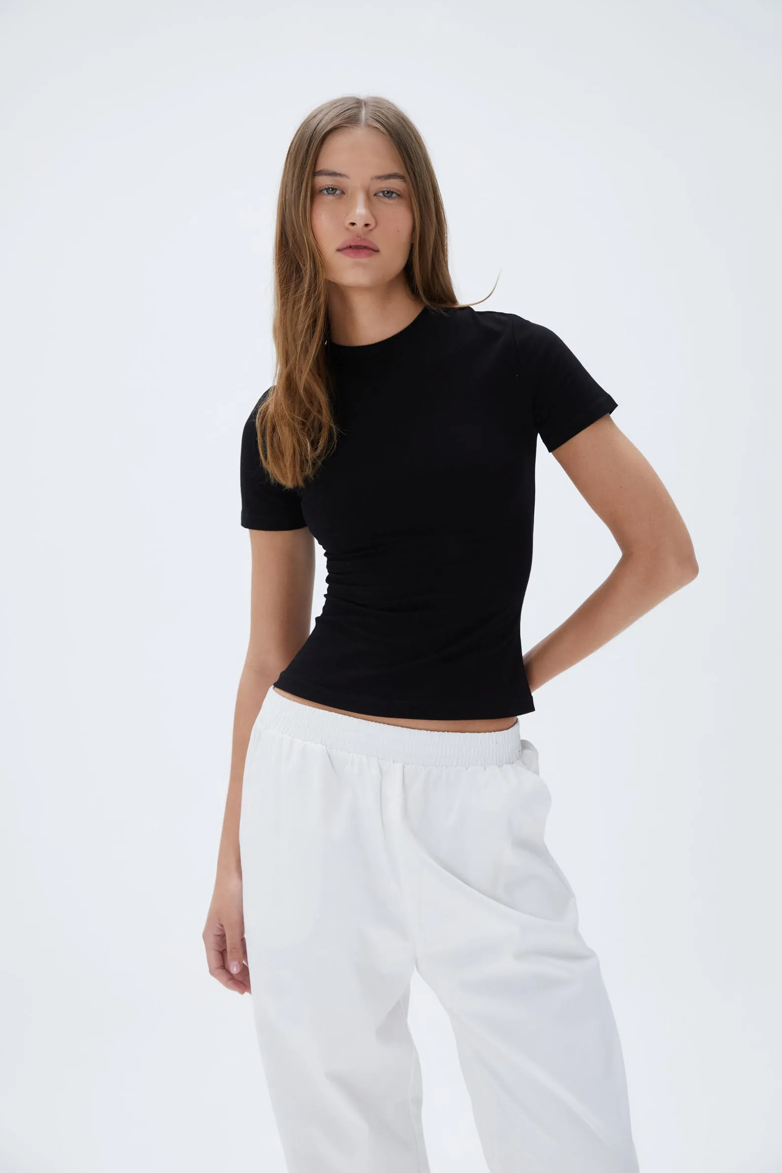 Cotton Short Sleeve Top - Black