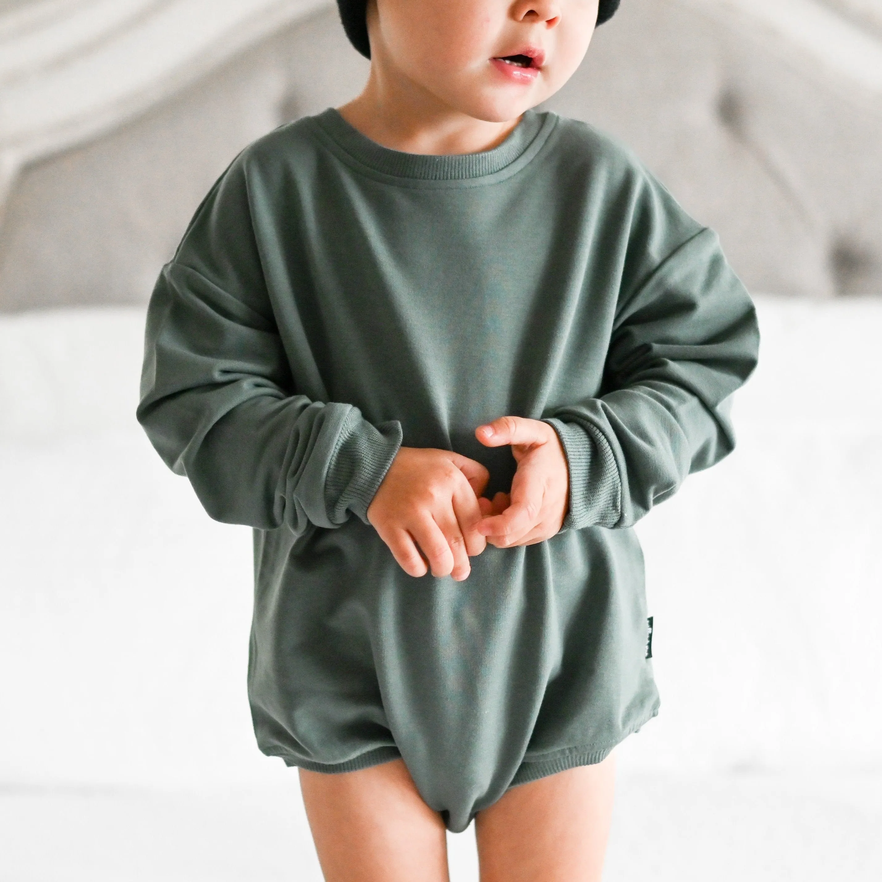 Crew Neck Romper- Slate