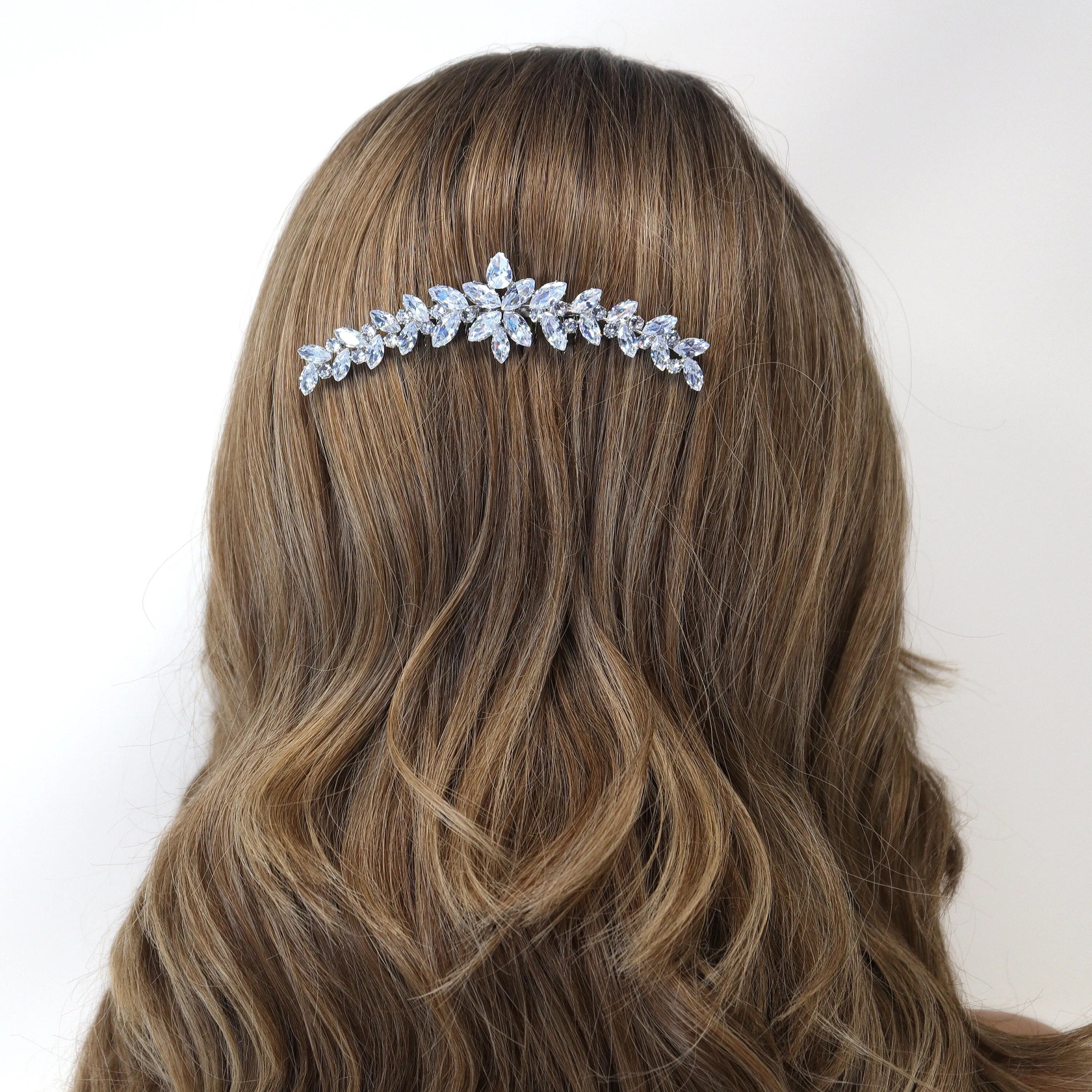 Cubic Zirconia, Diamond half Moon Vine Leaves Bridal Hair Comb, Bridal Hair Accessories, Wedding Hair Accessory, Bridal Hair Comb.