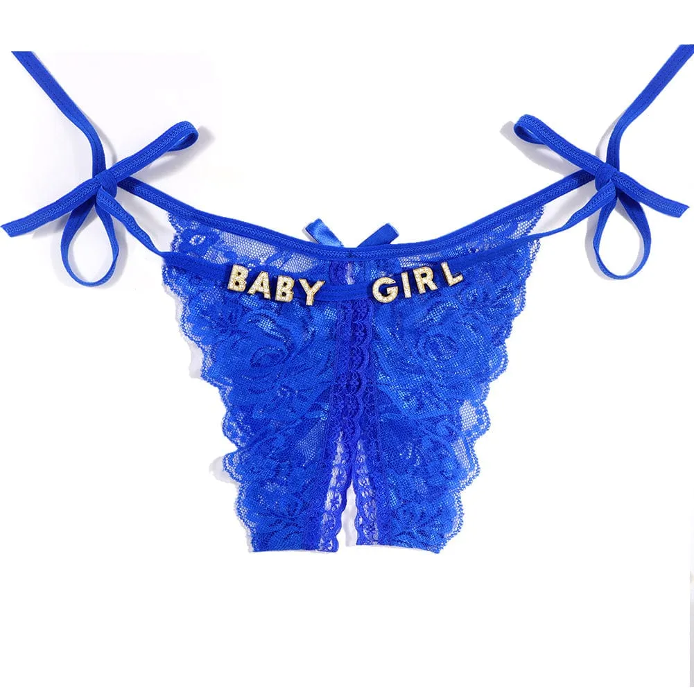 Custom Name Sexy Panty Thongs Open Crotch Crotchless Underwear Butterfly Lace G-string