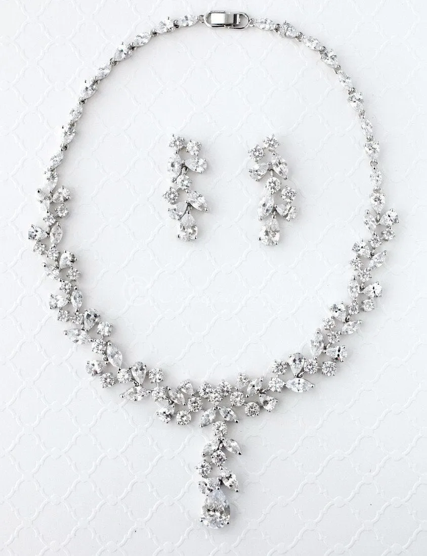 CZ Bridal Necklace Set of Multi-Shape Jewels