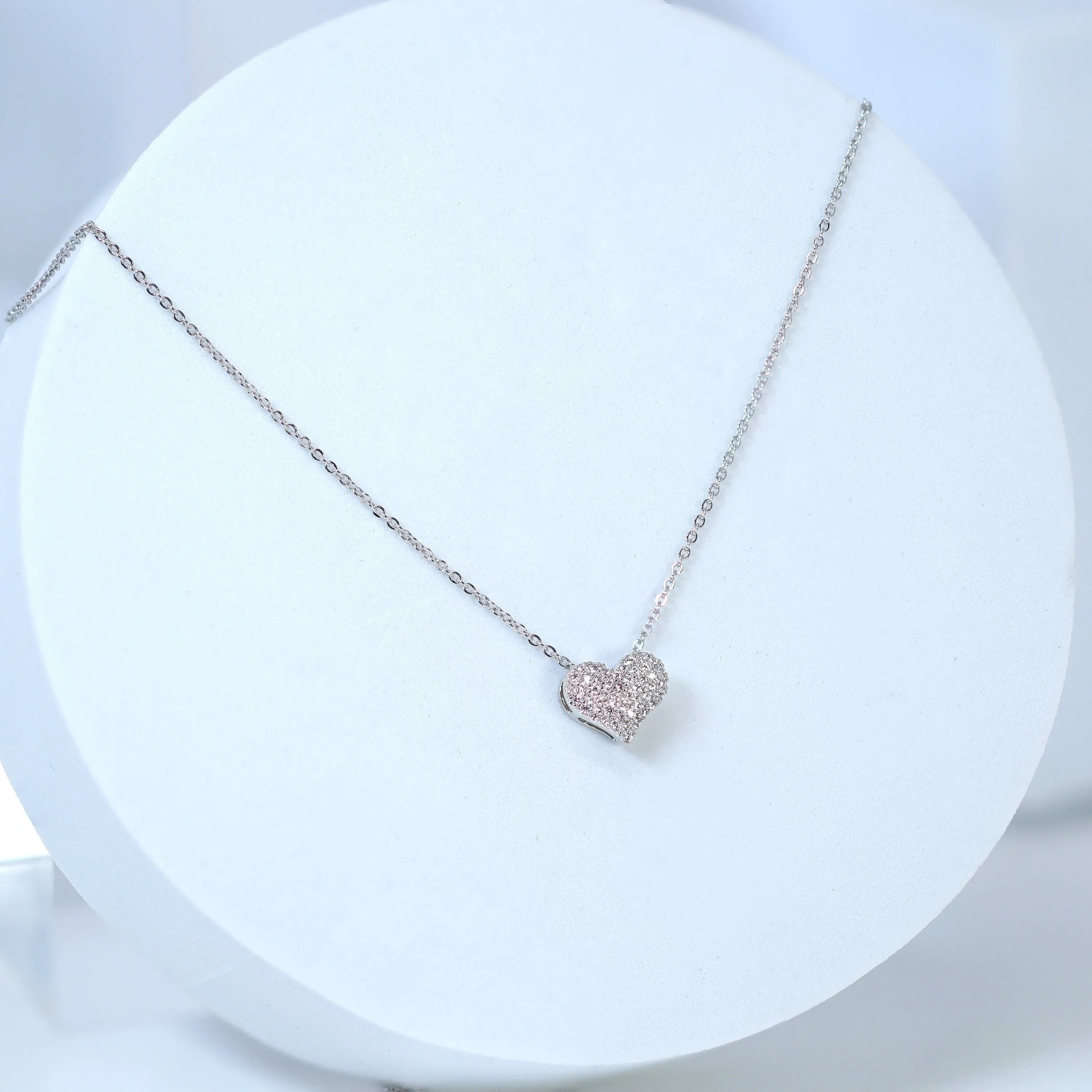 CZ Dainty Shimmering Heart Necklace , Wedding Necklace, Bride to be, Valentine's Day Gift For Her, Galentine's Day,  Statement Necklace Cz