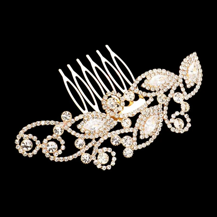 CZ Marquise Stone Accented Hair Comb