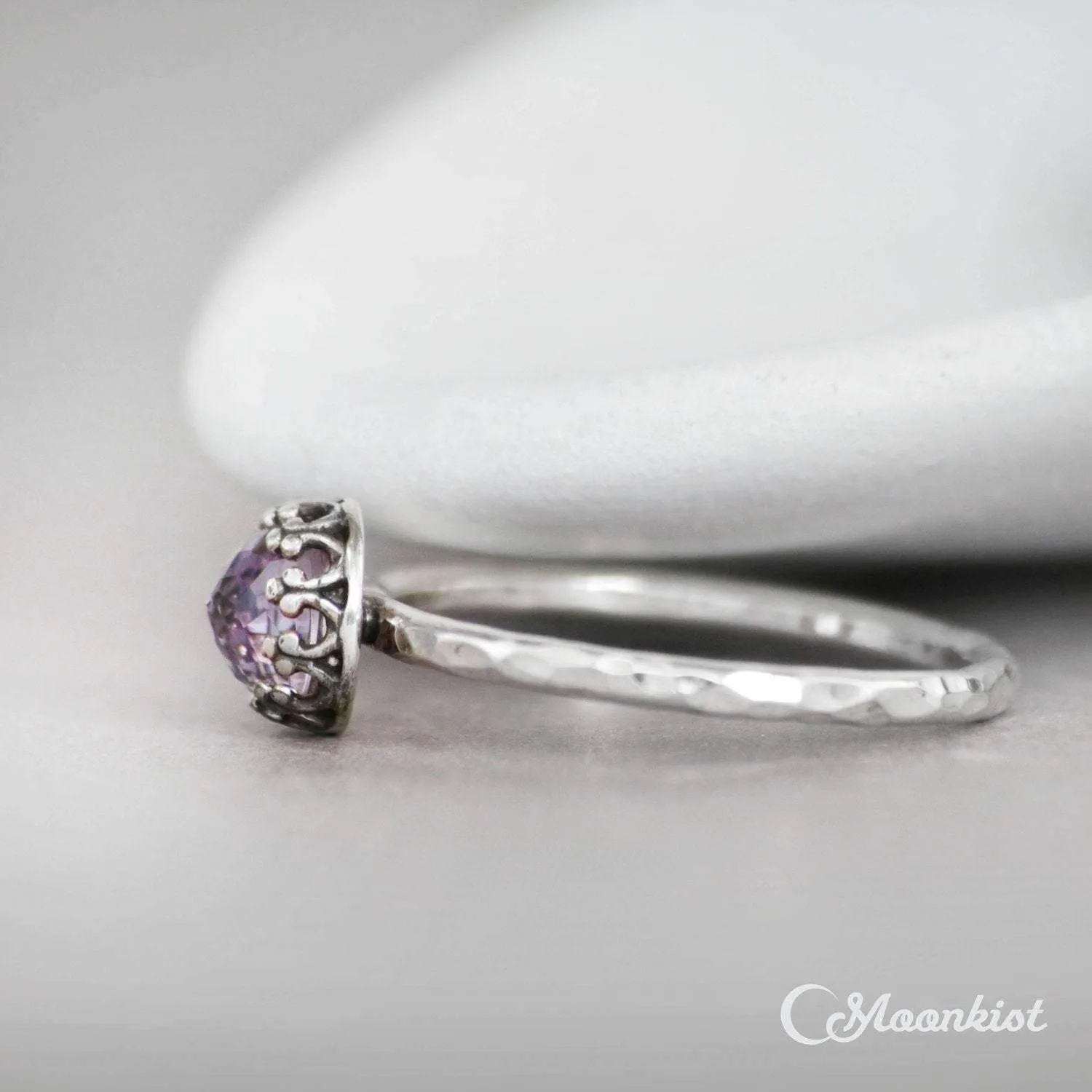 Dainty Lavender Amethyst Promise Ring, Sterling Silver | Moonkist Designs