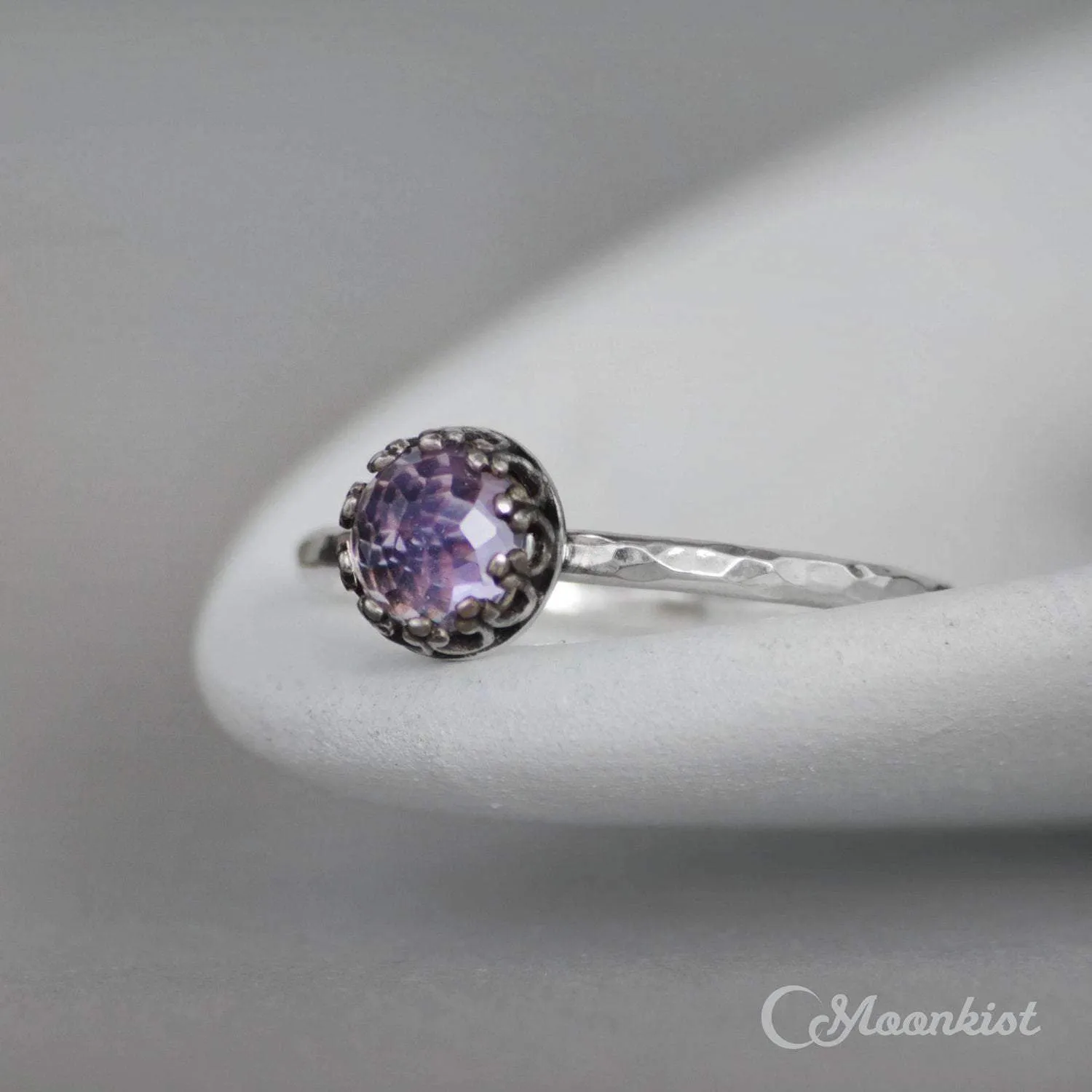 Dainty Lavender Amethyst Promise Ring, Sterling Silver | Moonkist Designs