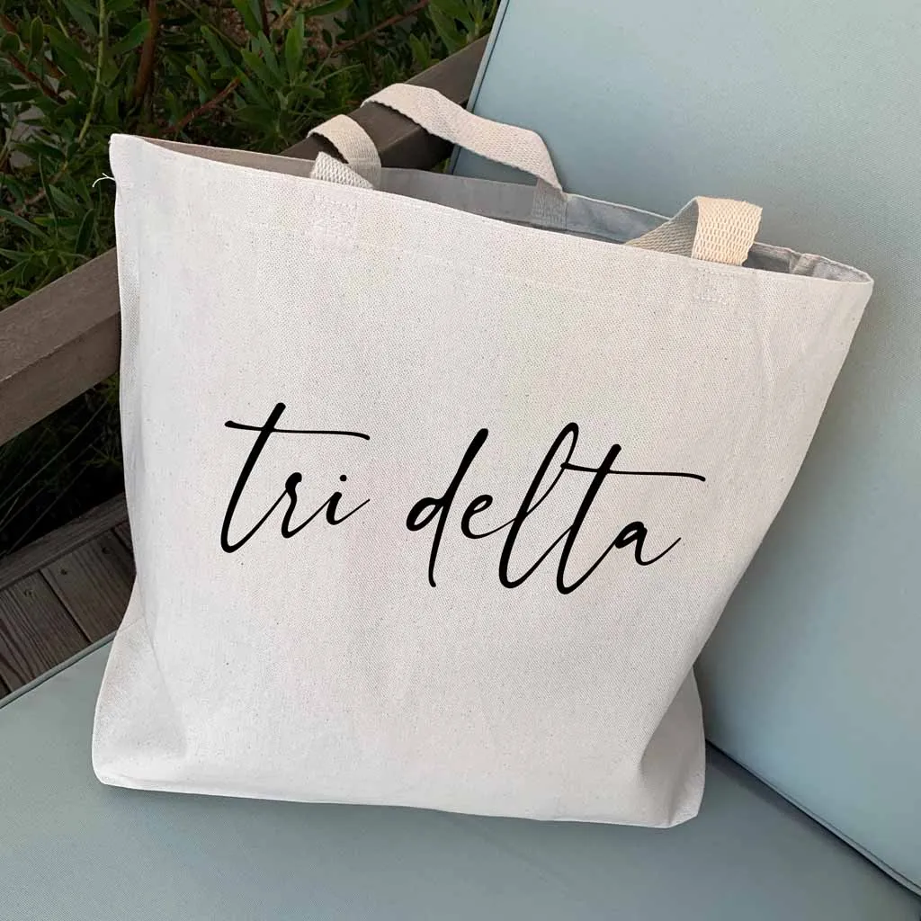 Delta Delta Delta Script Writing Nickname Canvas Tote Bag