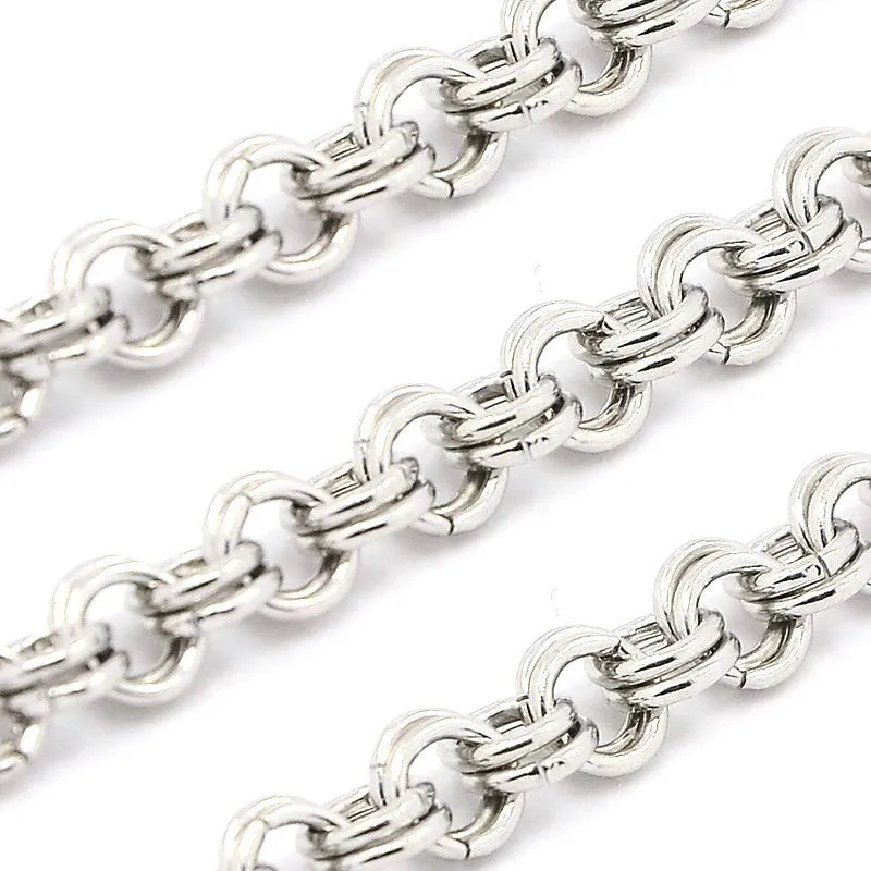 Double Link Stainless Steel Chain, 4mm Round Open Links, 0.7mm thick, Lot Size 25 Meters, #1911