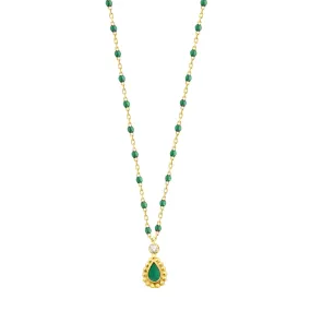 Emerald Mini Lucky Cashmere Necklace, Yellow Gold, 16.5"