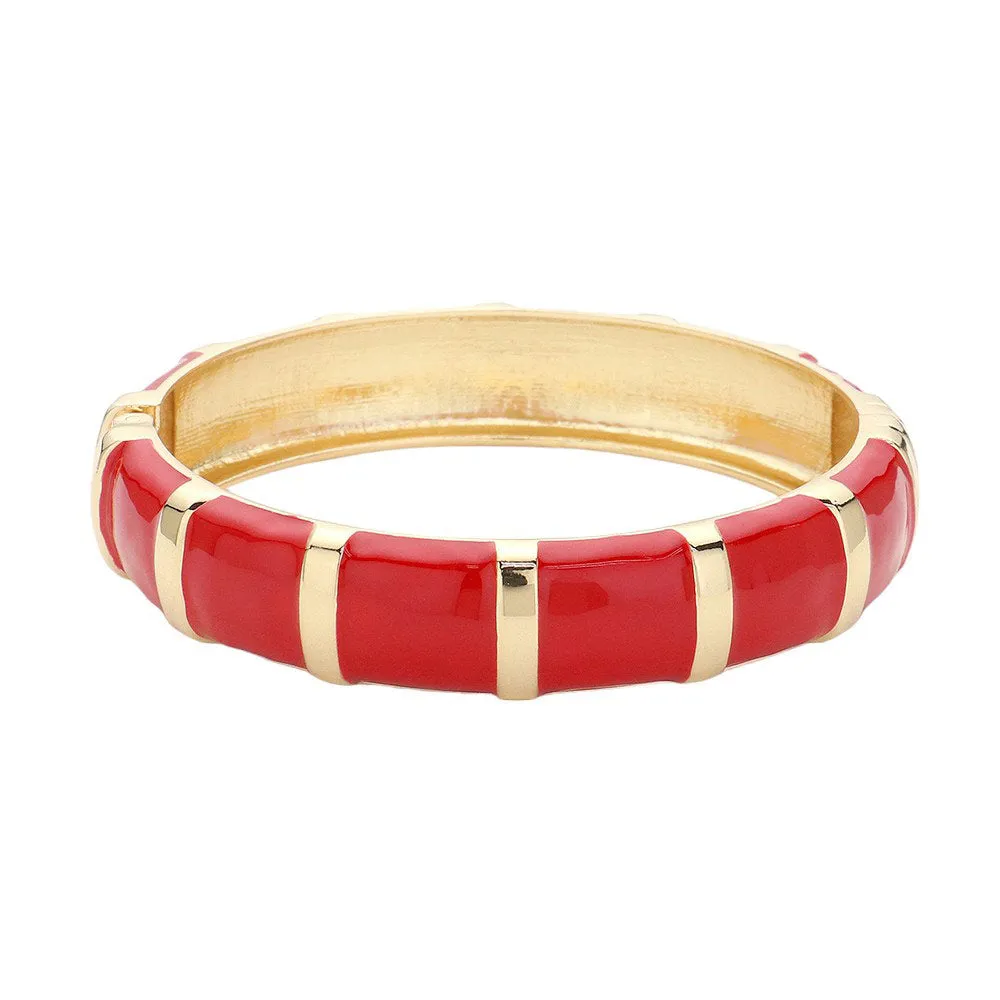 Enamel Bamboo Hinged Bangle Bracelet