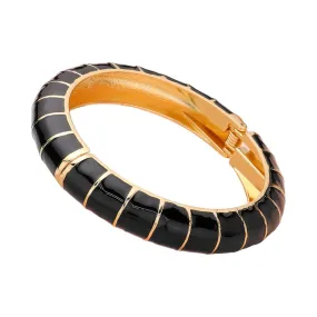 Enamel Bamboo Hinged Bangle Bracelet