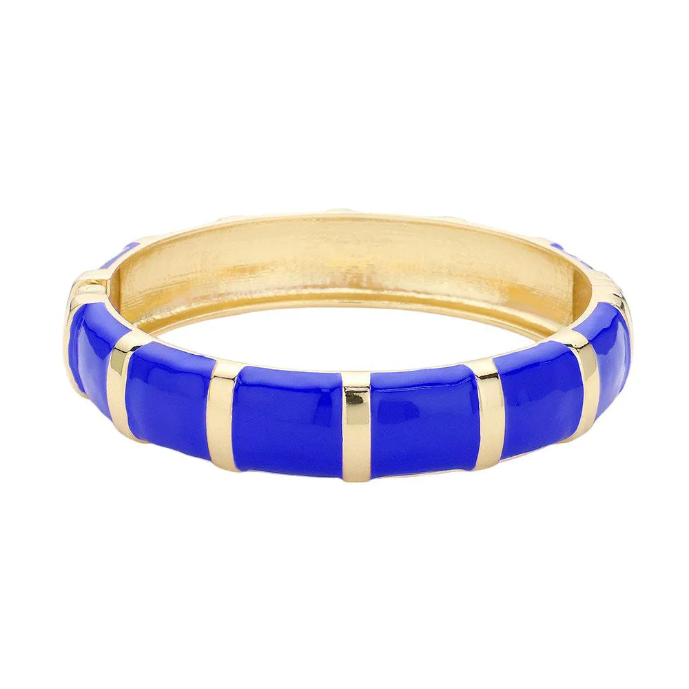 Enamel Bamboo Hinged Bangle Bracelet