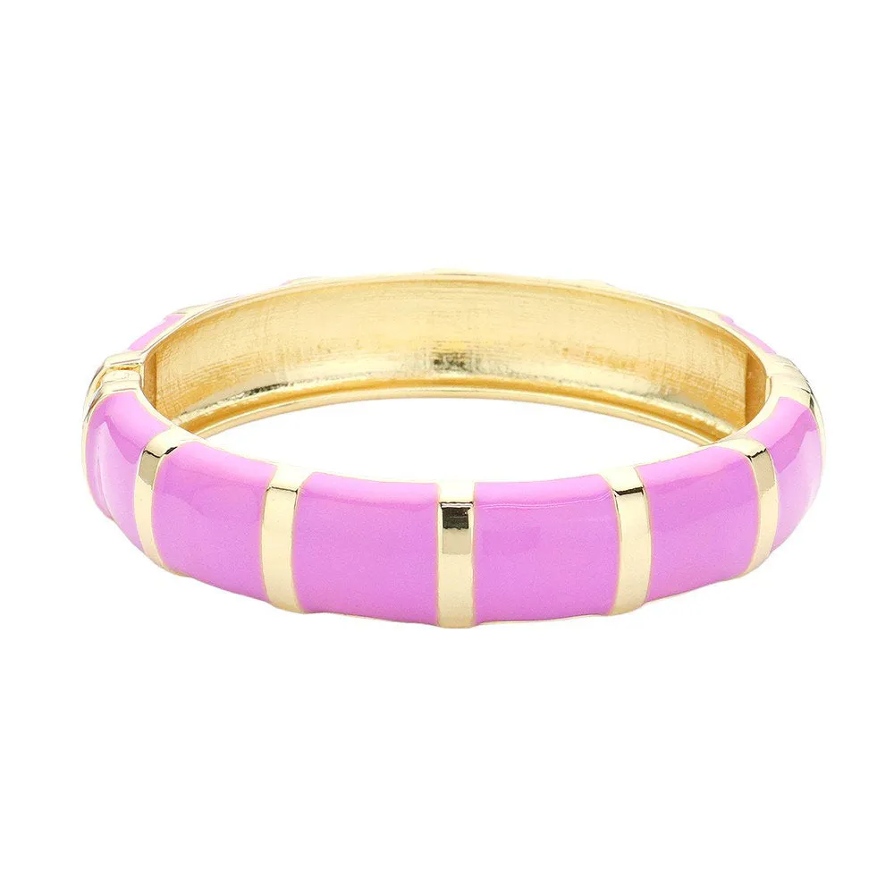 Enamel Bamboo Hinged Bangle Bracelet