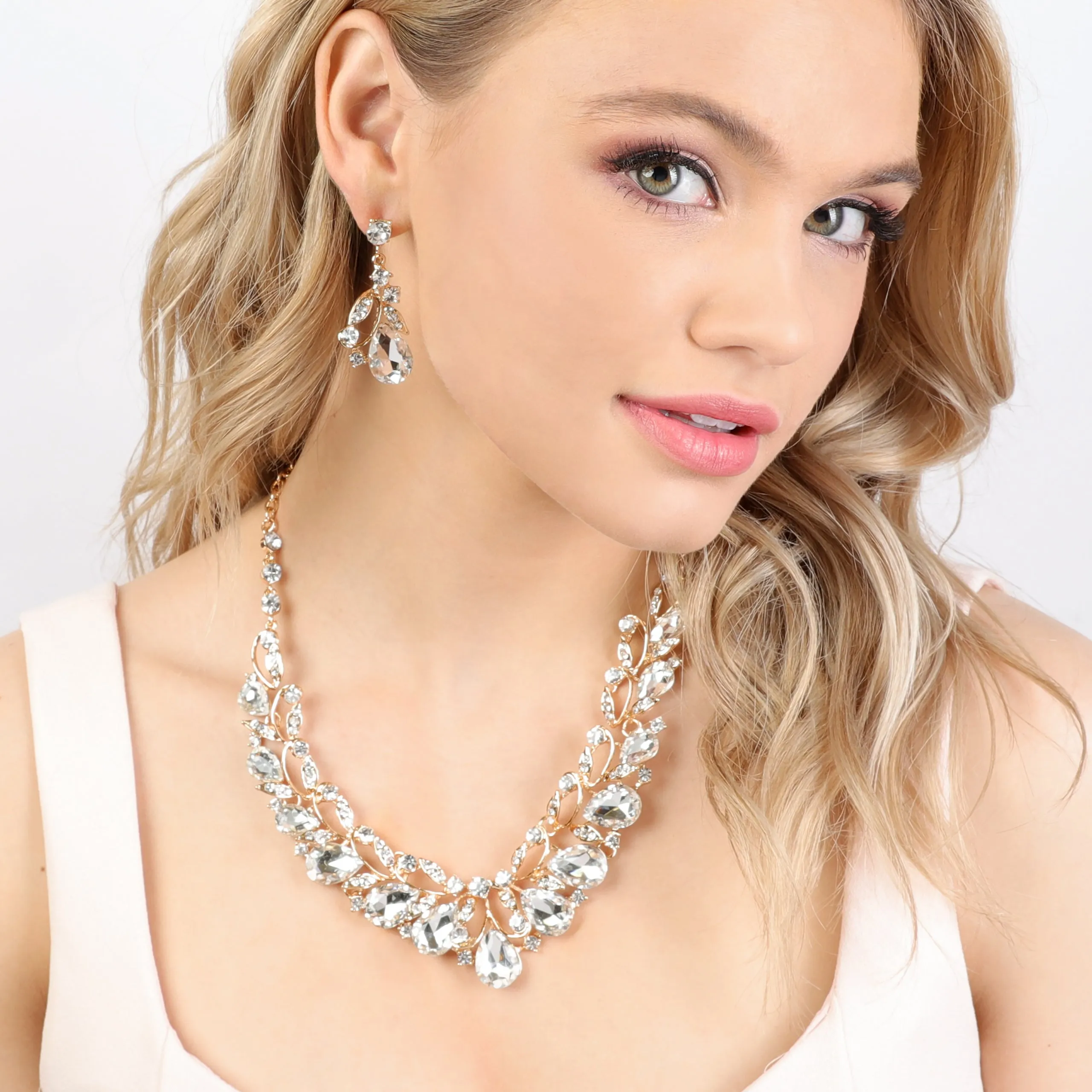 Florence Rhinestone Vine Necklace & Earring Set