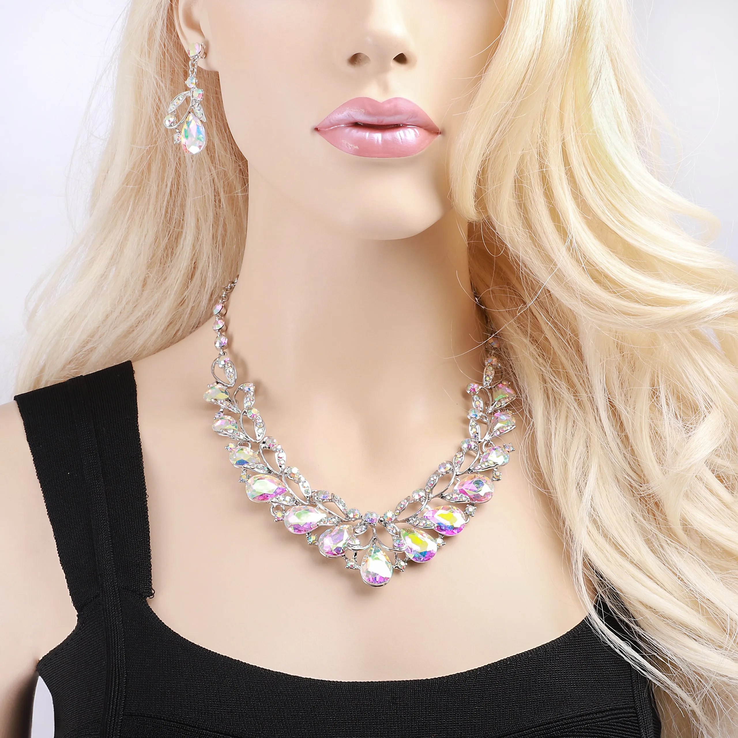 Florence Rhinestone Vine Necklace & Earring Set