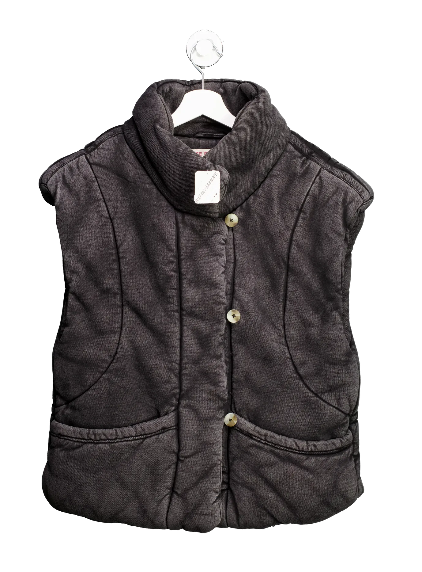 Free People Black Roll With Us Puffer gilet UK S