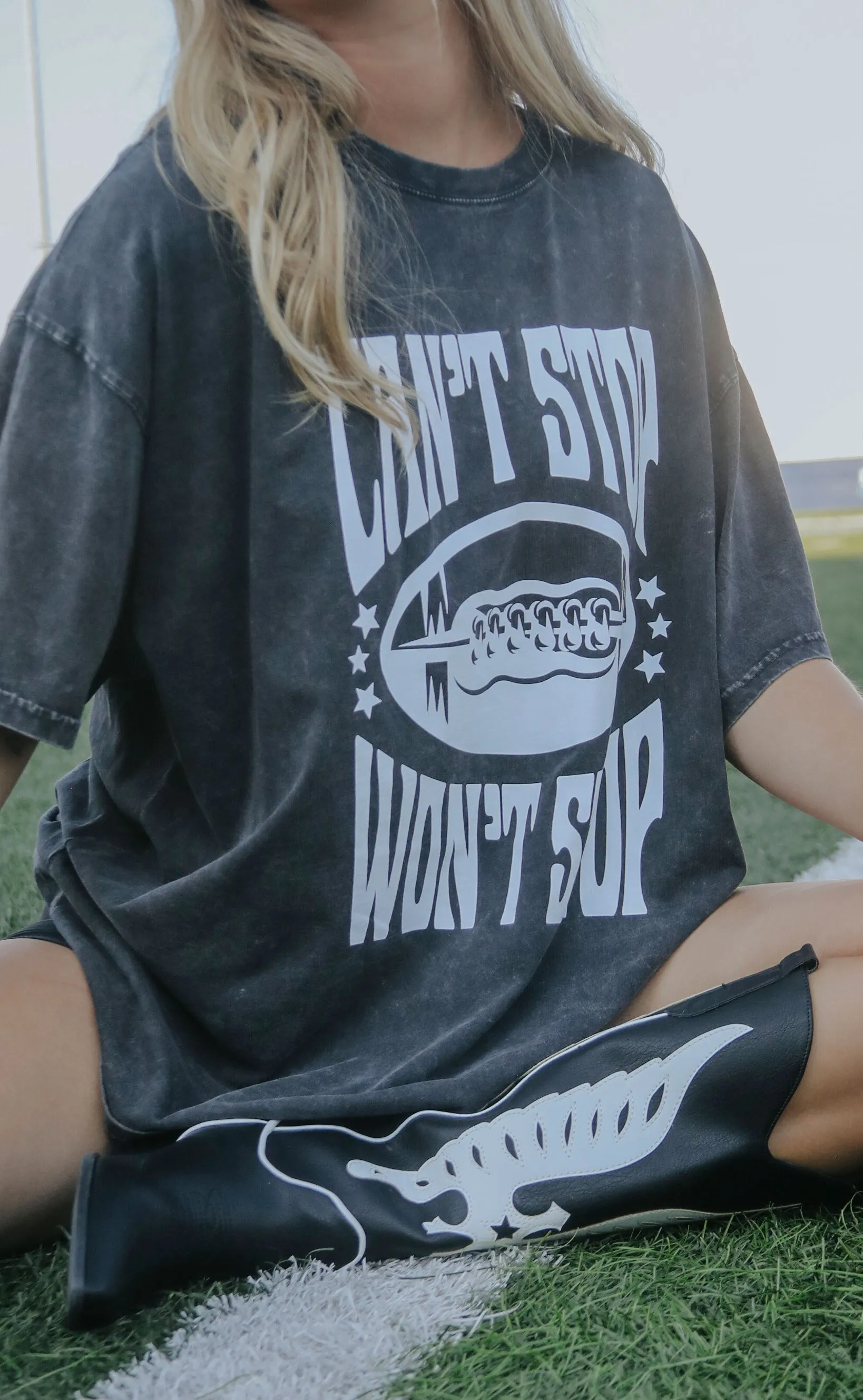 friday   saturday: football can't stop won't stop band tee