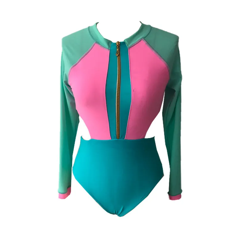 Front Zipper Long Sleeve Swimwear