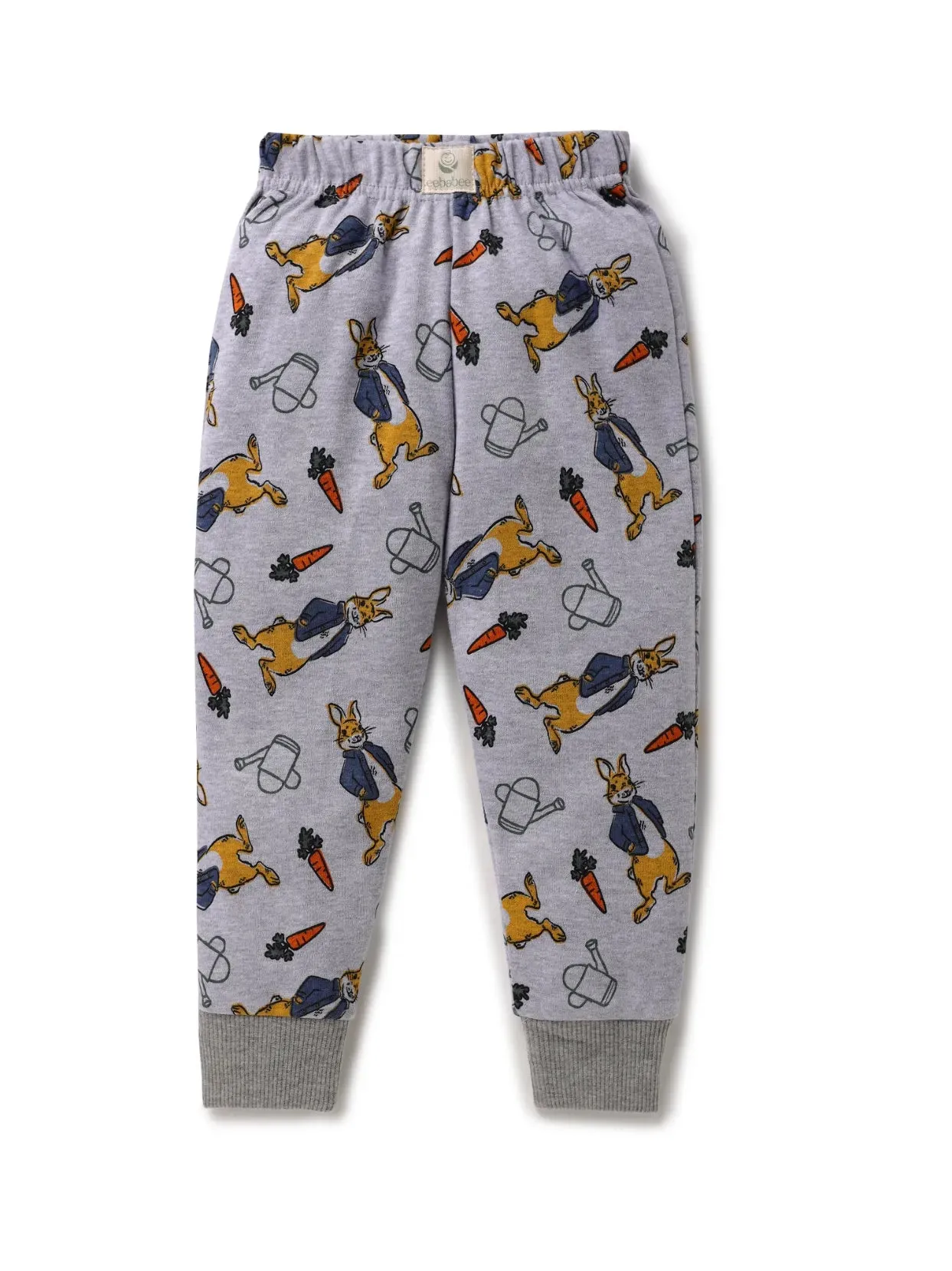 Full sleeve orange rabbit pattern in white pajama set for baby