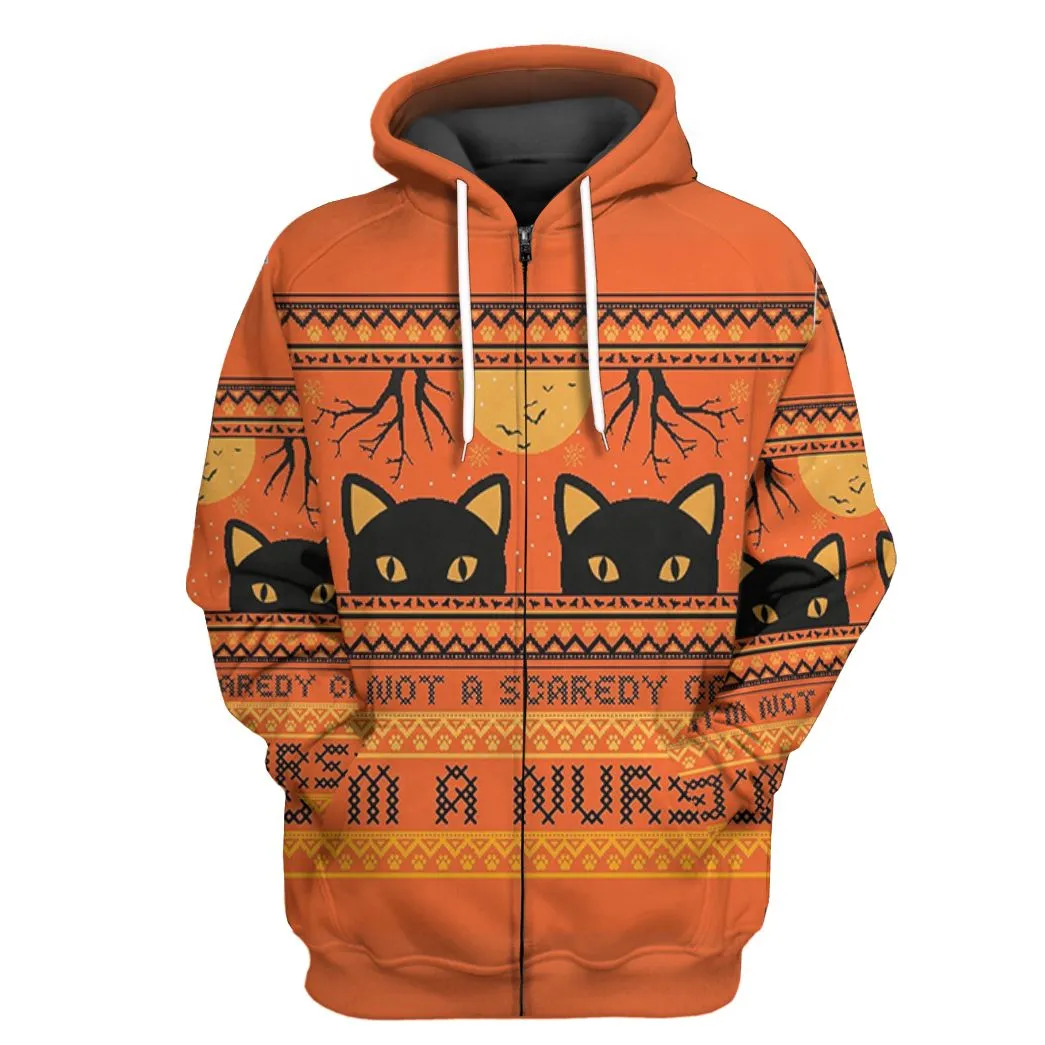 Gearhuman 3D Black Cat Spooky Halloween Ugly Tshirt Hoodie Apparel