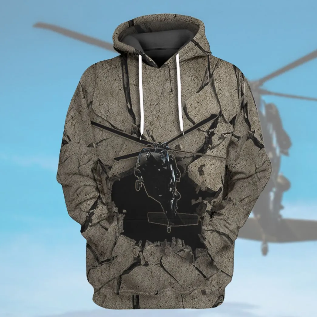 Gearhuman 3D Helicopter Flying Through Tshirt Hoodie Apparel