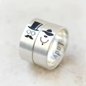 Gentleman and Lady Ring in sterling silver, 7mm band ring /Couple Rings, Custom Personalized Rings, Mr. and Mrs.