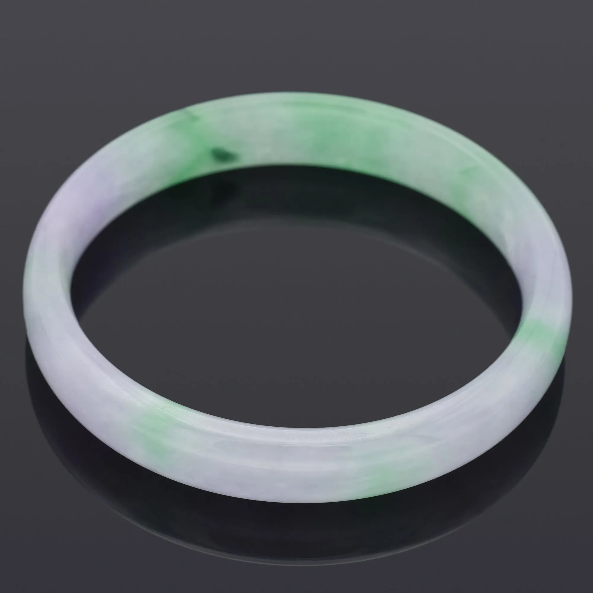 GIA Cert Translucent Variegated Green & Purple Jadeite Jade Bangle Bracelet