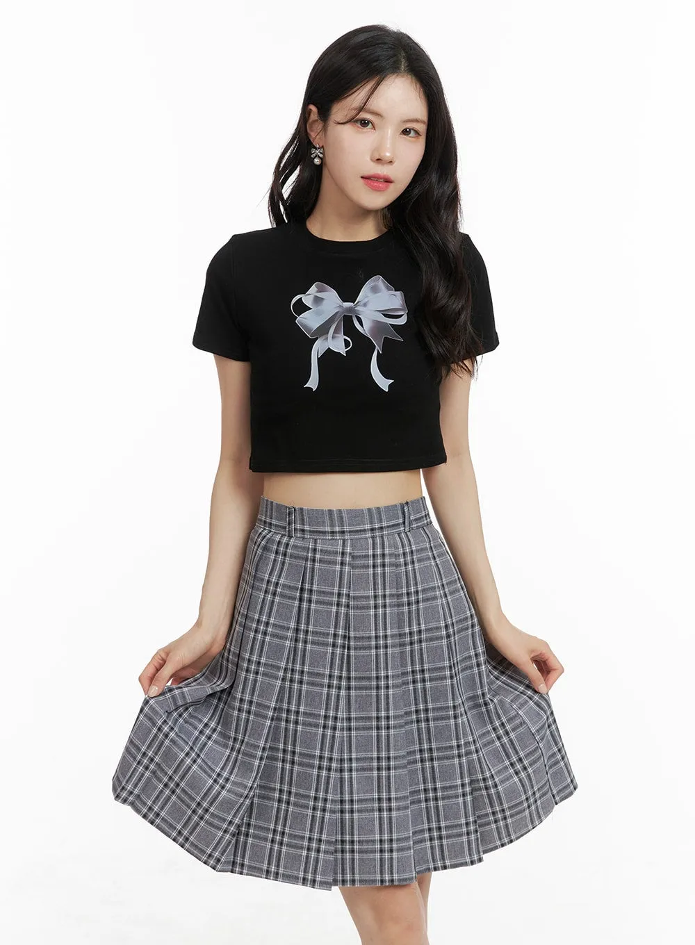 Graphic Ribbon Cropped Tee OM421