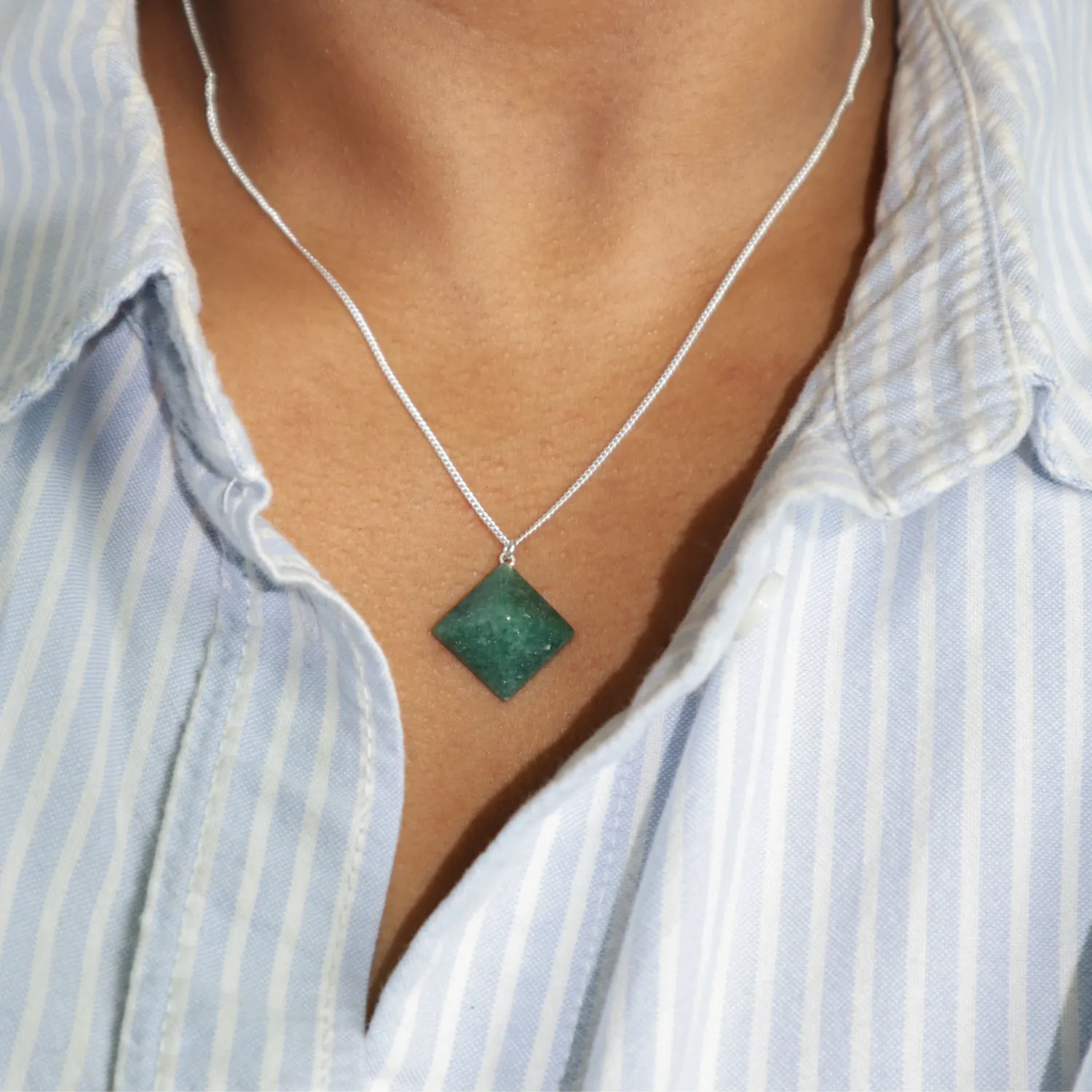 Green Aventurine Pyramid Necklace