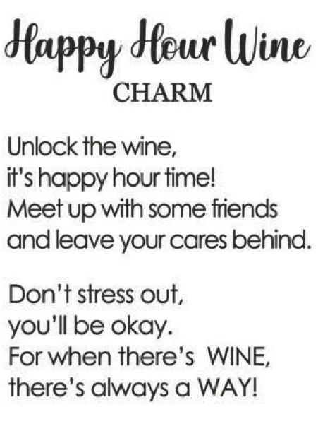 Happy Hour Wine and Glass Charm Pocket Token