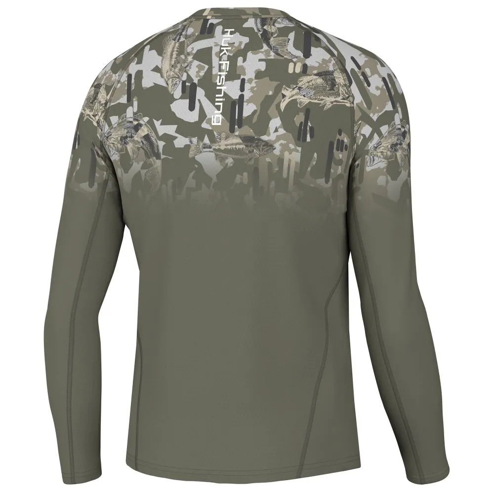 'Huk' Men's Icon Apex Vert Fade Performance Shirt - Moss