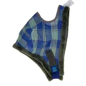 Kensington Fly Mask w/o Ears in Blue/Grey Plaid - Oversize