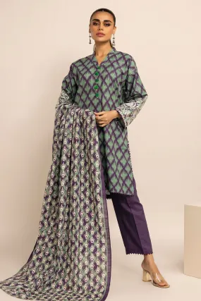 Khaadi Unstitched Embroidered Khaddar 3-Piece Suit - Purple