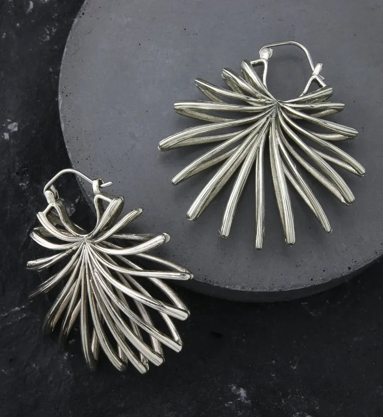 Lady Palm Leaf White Brass Hangers / Earrings