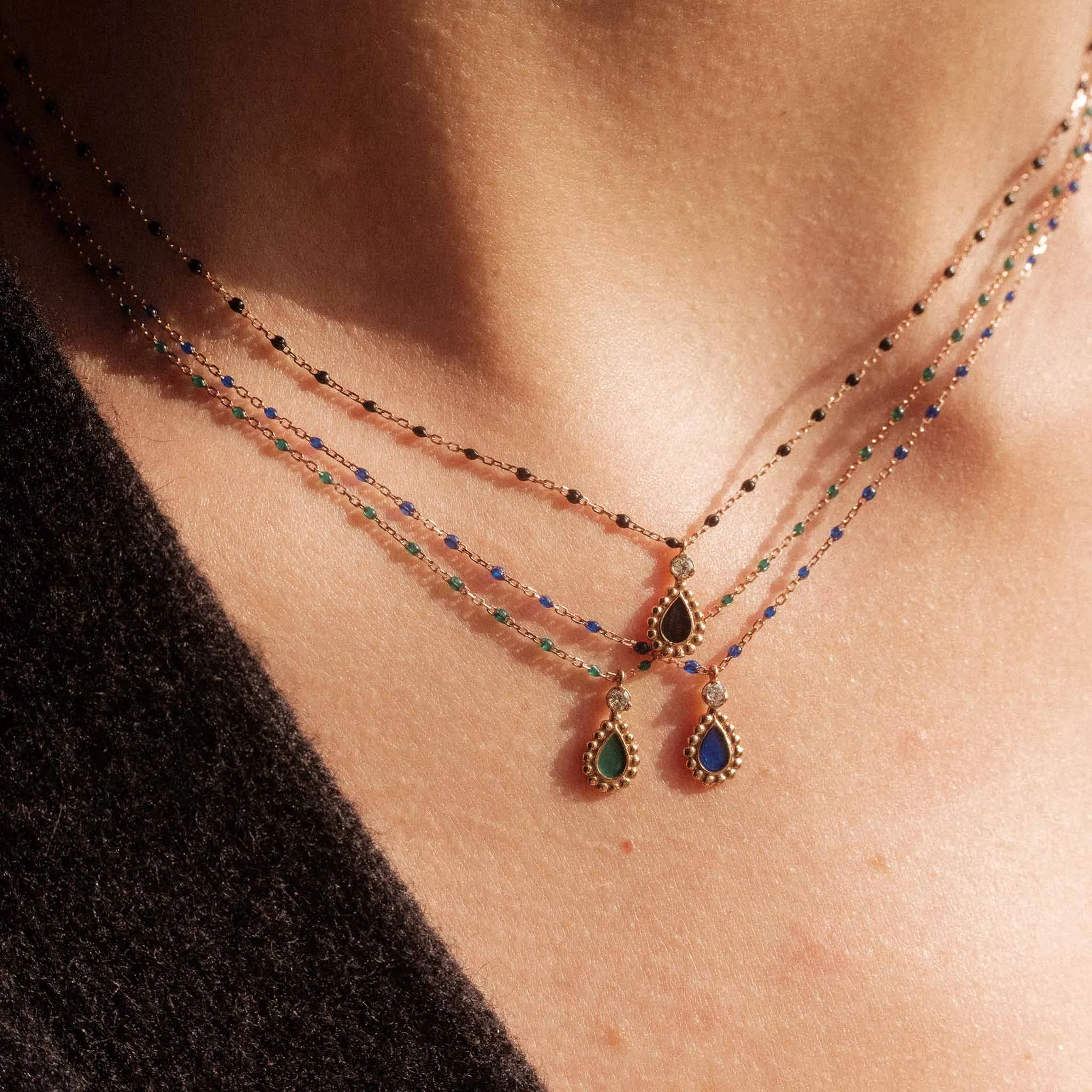 Lapis Mini Lucky Cashmere Necklace, Rose Gold, 16.5"