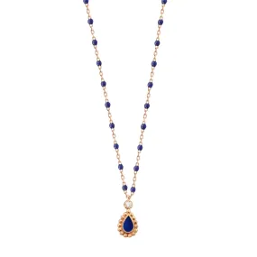 Lapis Mini Lucky Cashmere Necklace, Rose Gold, 16.5"