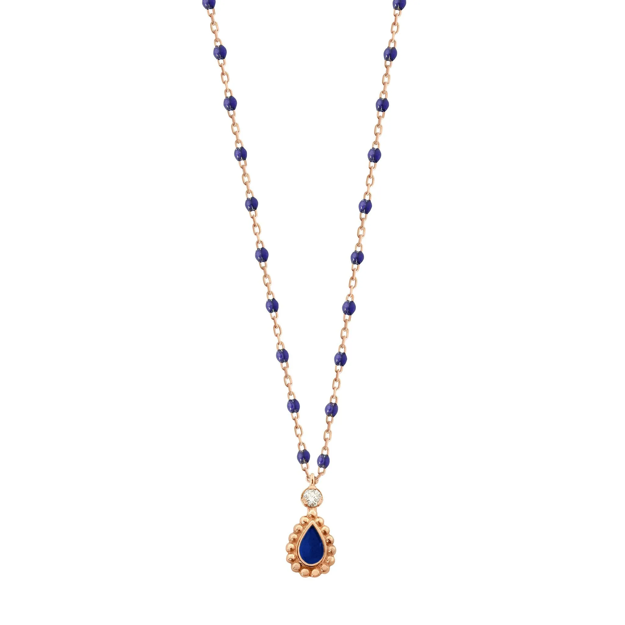 Lapis Mini Lucky Cashmere Necklace, Rose Gold, 16.5"