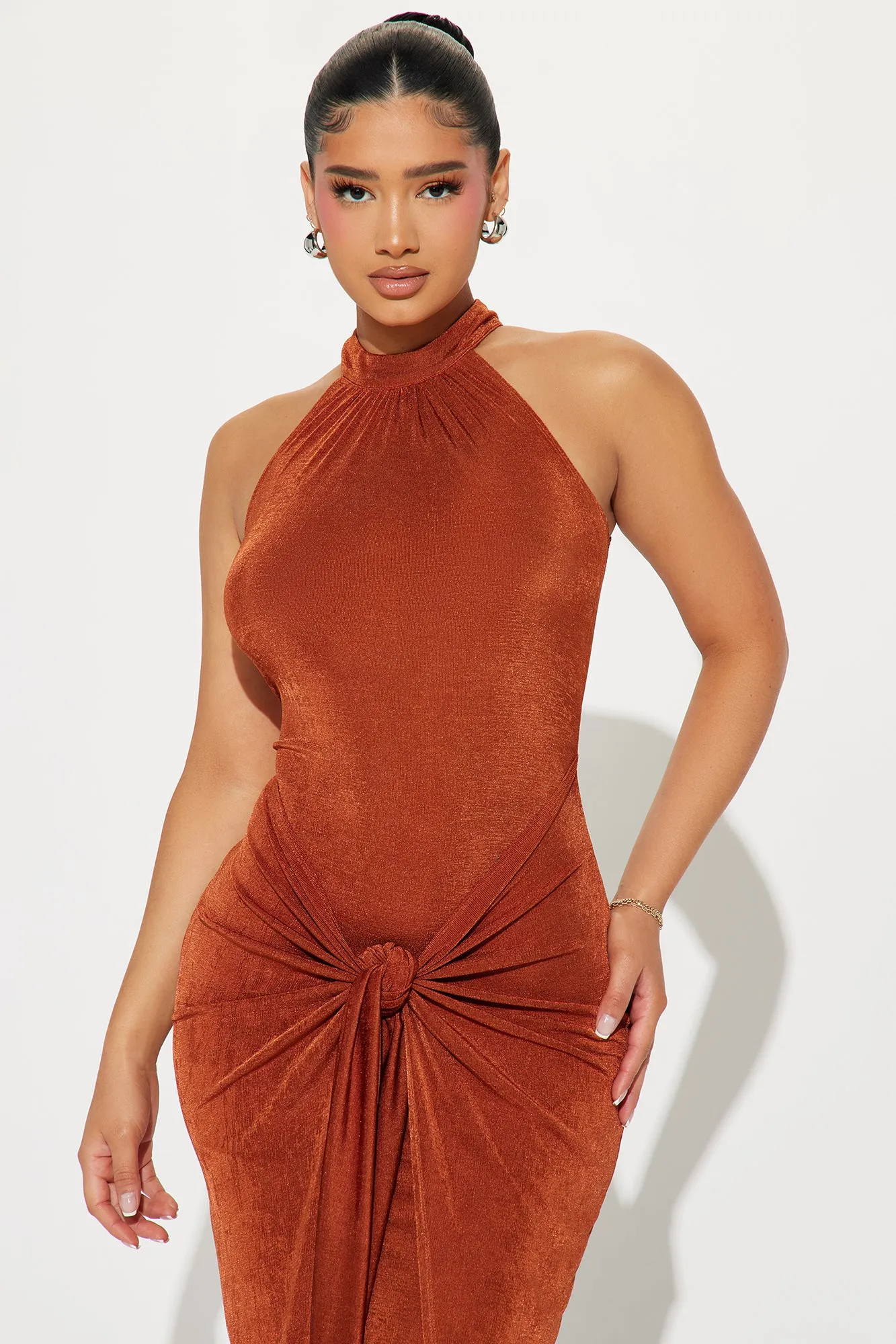 Lisa Knot Maxi Dress - Rust