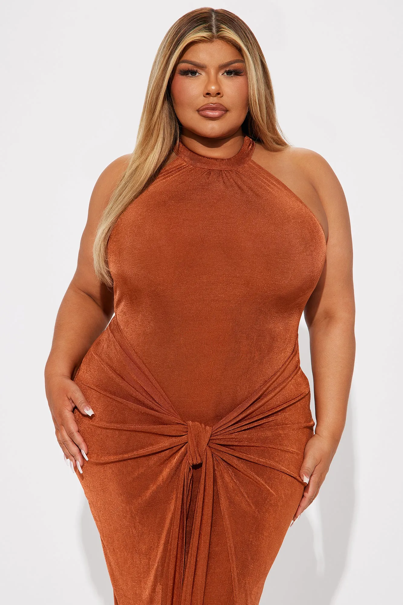 Lisa Knot Maxi Dress - Rust