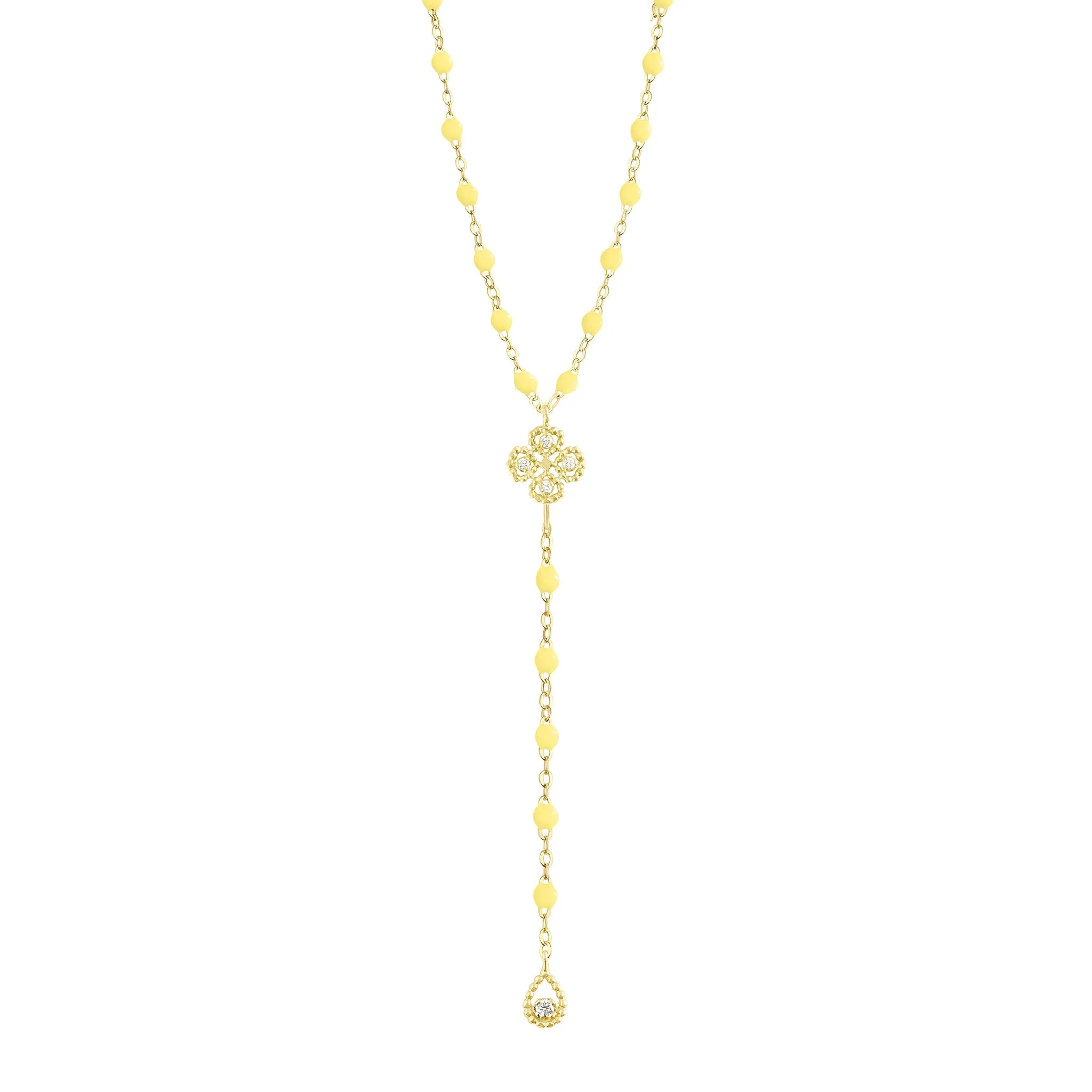 Lucky Classic Gigi Mimosa diamond rosary, Yellow Gold, 17.7"