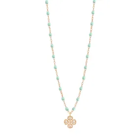 Lucky Clover Classic Gigi Jade diamond necklace, Rose Gold, 16.5"