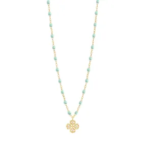 Lucky Clover Classic Gigi Jade diamond necklace, Yellow Gold, 16.5"