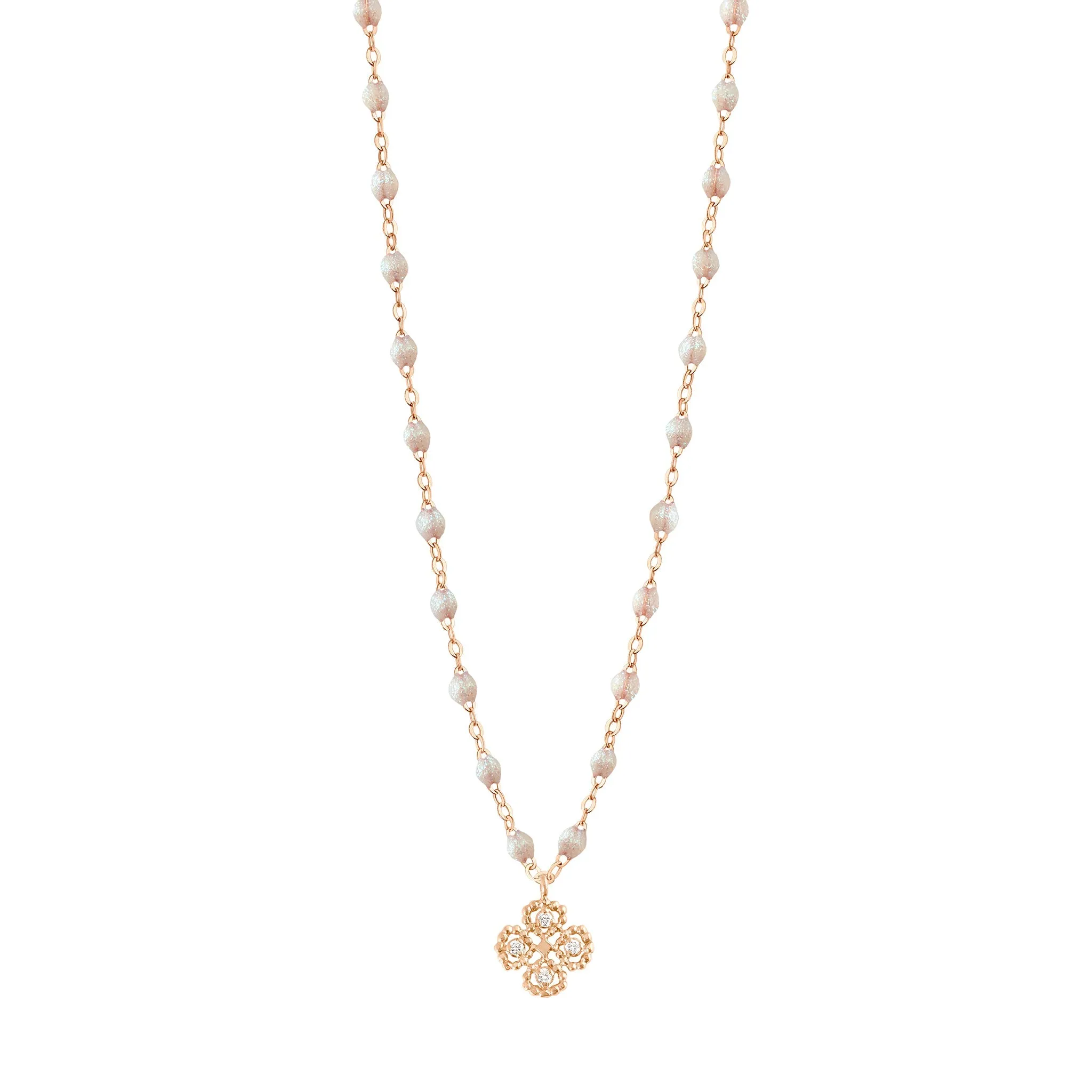 Lucky Clover Classic Gigi Opal diamond Necklace, Rose Gold, 16.5"