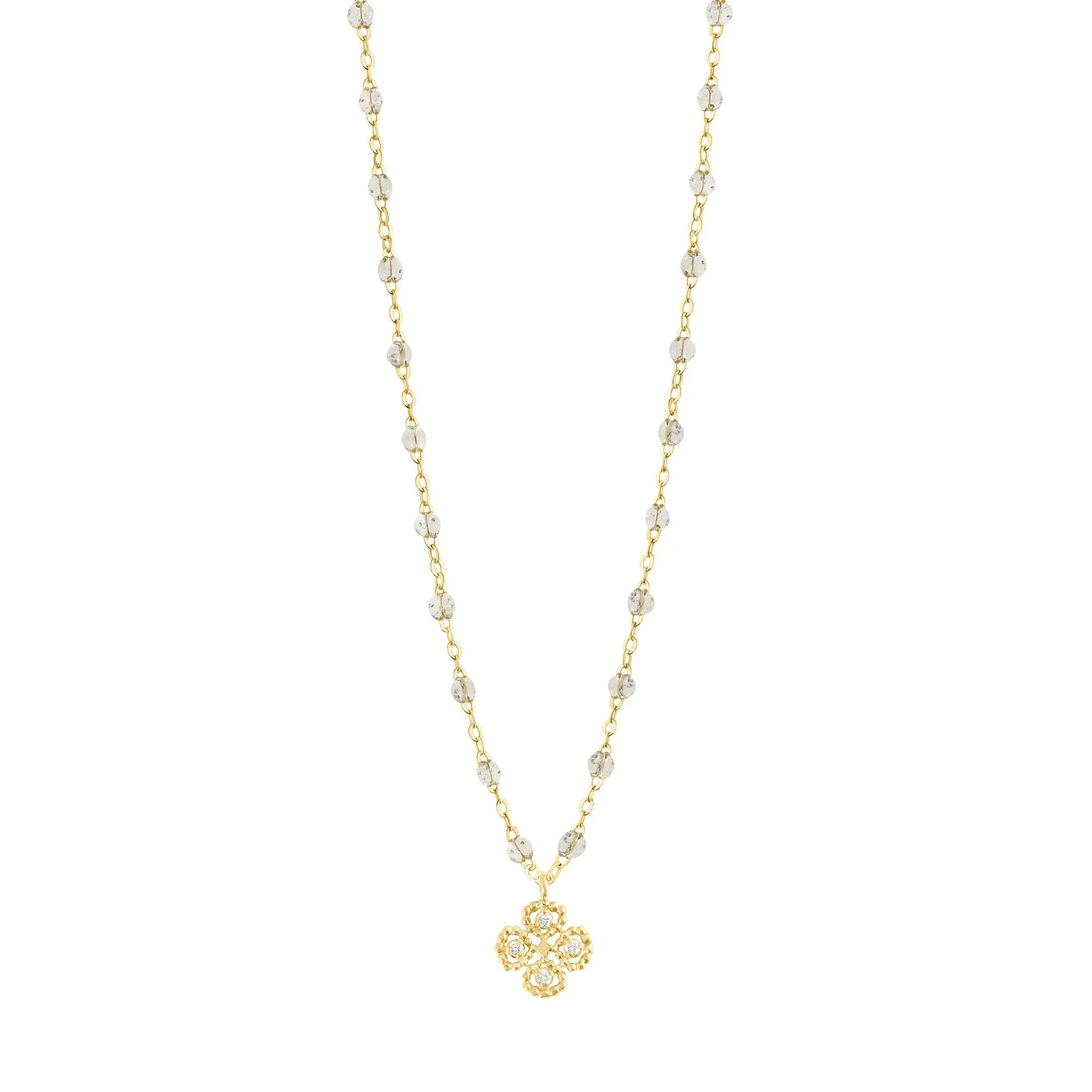 Lucky Clover Classic Gigi Sparkle diamond necklace, Yellow Gold, 16.5"