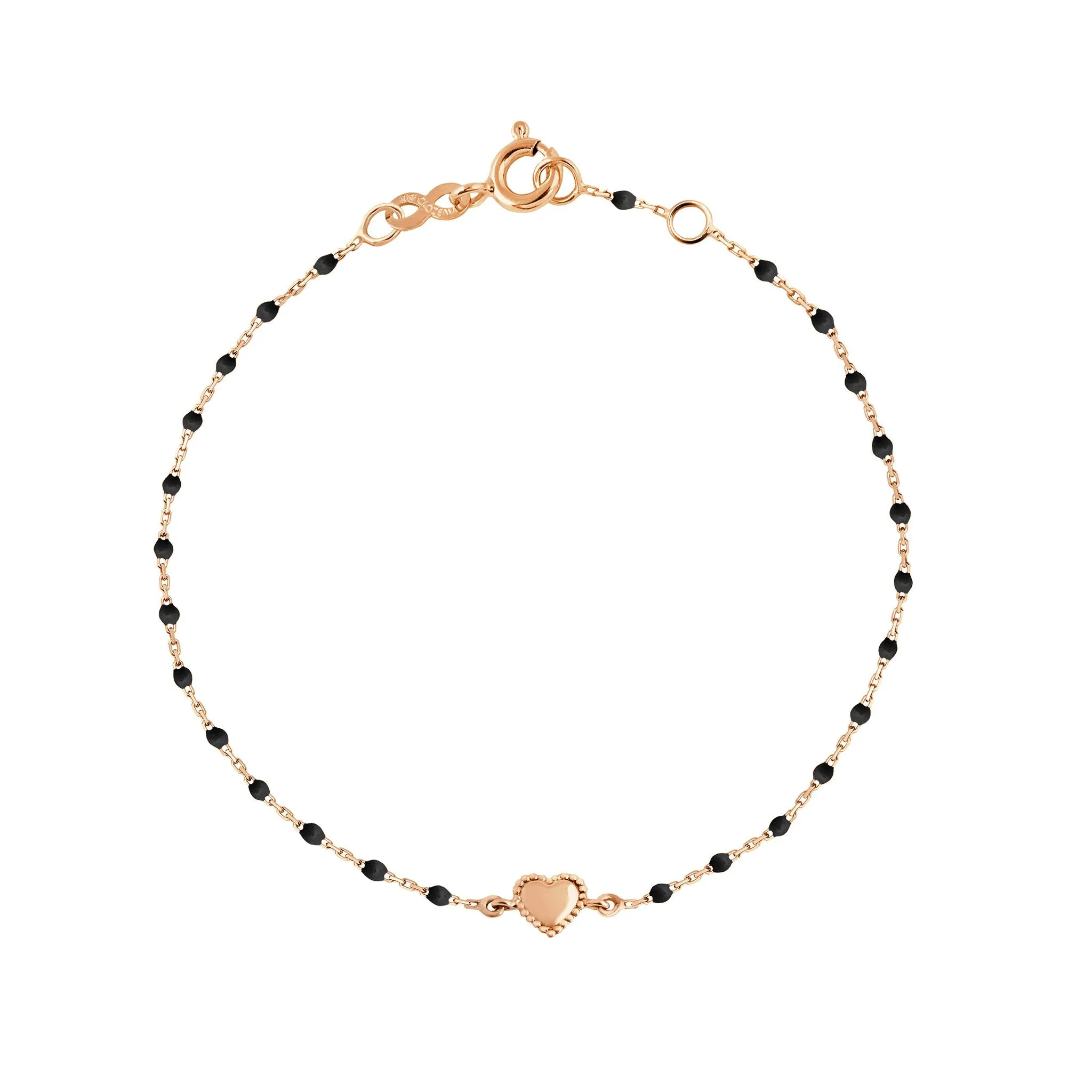 Lucky Heart Mini Gigi Black bracelet, Rose Gold, 6.7"