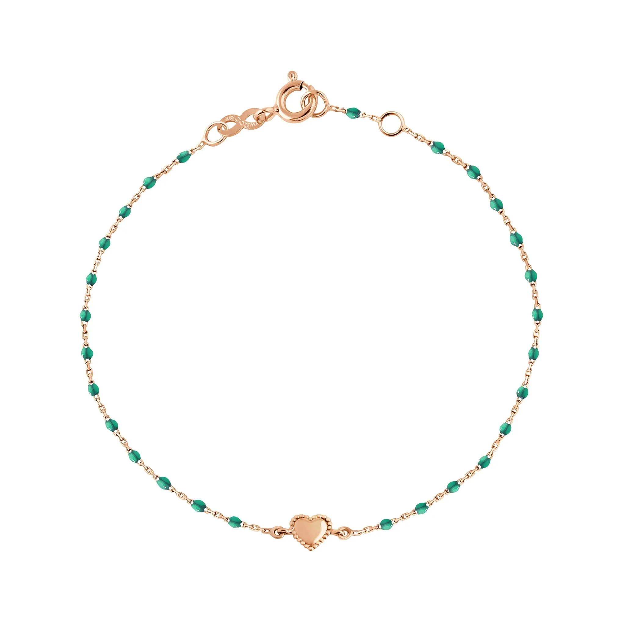 Lucky Heart Mini Gigi Emerald bracelet, Rose Gold, 6.7"