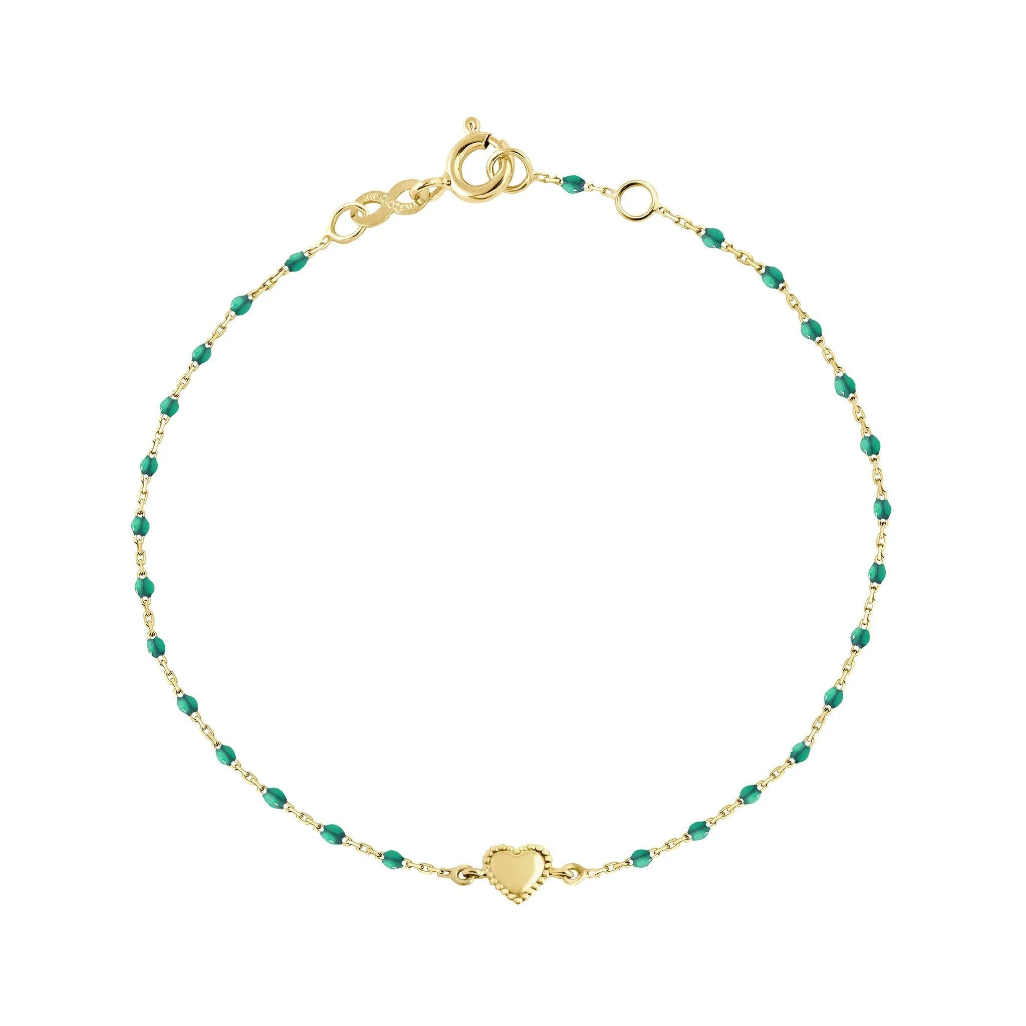 Lucky Heart Mini Gigi Emerald bracelet, Yellow Gold, 6.7"