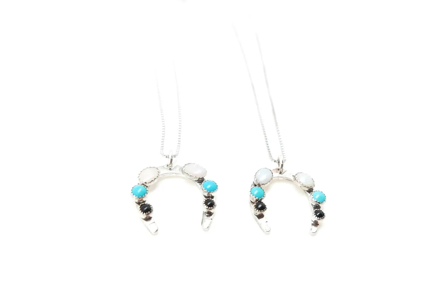 Lucky Horseshoe Turquoise, Opal and Onyx Necklace